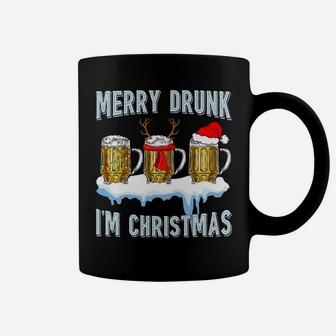 Merry Drunk I'm Christmas Funny Beer Xmas Santa Reindeer Coffee Mug | Crazezy CA