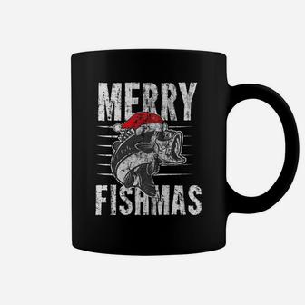 Merry Fishmas Funny Christmas Fishing Distressed Gift Coffee Mug | Crazezy UK