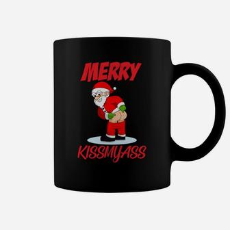Merry Kissmyass Christmas Rebel Funny Santa Claus Xmas Sweatshirt Coffee Mug | Crazezy AU