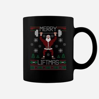 Merry Liftmas Ugly Christmas Sweater Santa Claus Gym Workout Coffee Mug | Crazezy