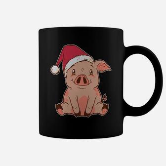 Merry Pigmas Pig With Christmas Santa Hat Funny Pigs Lover Coffee Mug | Crazezy AU
