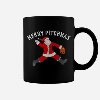 Merry Pitchmas Pitching Santa Baseball Christmas Coffee Mug | Crazezy