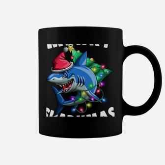 Merry Sharkmas Funny Santa Shark Ugly Christmas Xmas Lights Coffee Mug | Crazezy UK