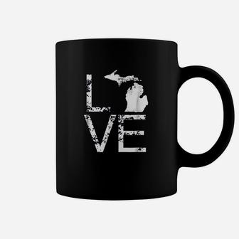 Michigan Love Mi State Home Pride Map Distressed Coffee Mug - Thegiftio UK