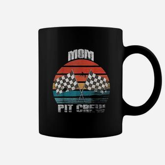 Mom Pit Crew Race Car Chekered Flag Vintage Racing Party Coffee Mug | Crazezy