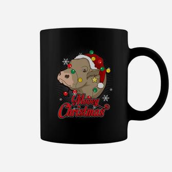 Mooey Christmas Cow Santa Claus Hat Ugly Christmas Sweater Sweatshirt Coffee Mug | Crazezy
