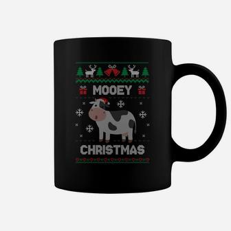 Mooey Christmas Cow Santa Claus Hat Ugly Christmas Sweater Sweatshirt Coffee Mug | Crazezy UK