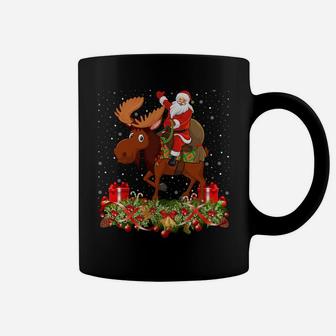 Moose Lover Xmas Gift Santa Riding Moose Christmas Sweatshirt Coffee Mug | Crazezy