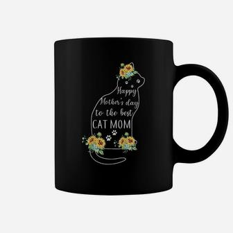 Mother Happy Mother's Day To The Best Cat Mom With Flower Coffee Mug | Crazezy