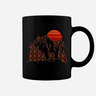 Mountains And Setting Sun Print Using Deer Pattern Coffee Mug | Crazezy