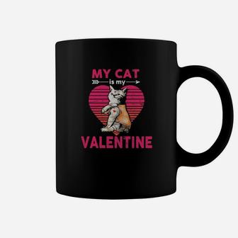 My Cat Is My Valentine Heart Vintage Coffee Mug - Monsterry