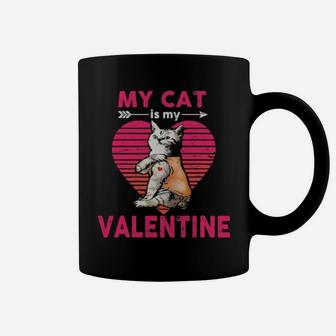 My Cat Is My Valentine Heart Vintage Coffee Mug - Monsterry