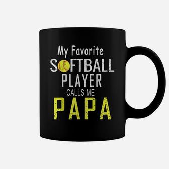 My Favorite Softball Player Calls Me Papa Father's Day Gift Coffee Mug | Crazezy