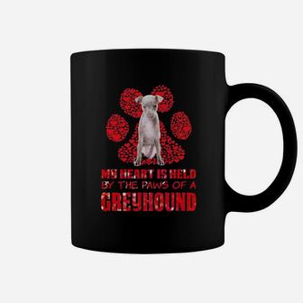 My Heart Is Held By The Paws Of A Greyhound Valentines Day Coffee Mug - Monsterry