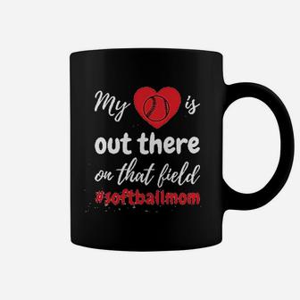 My Heart Is Out There Softball Mom Ladies Zen Coffee Mug | Crazezy