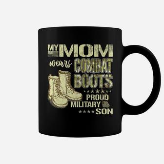 My Mom Wears Combat Boots Dog Tags - Proud Military Son Gift Coffee Mug | Crazezy