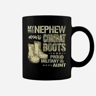 My Nephew Wears Combat Boots Dog Tags - Proud Military Aunt Coffee Mug | Crazezy