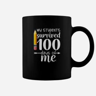 My Students Survived 100 Days Of Me Happy 100th Day Of School Pencil Gift Coffee Mug - Seseable