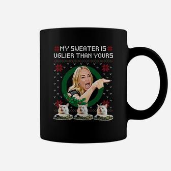 My Sweater Is Uglier Than Yours Woman Yelling At A Cat Coffee Mug | Crazezy UK
