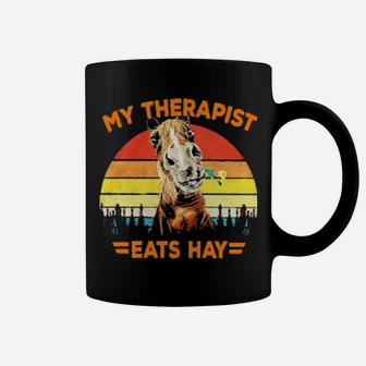 My Therapist Eats Hay Friend Horses Retro Vintage Coffee Mug - Monsterry UK
