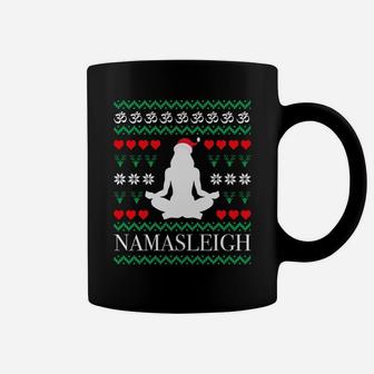 Namasleigh Yoga Xmas Yogi Namaste Om Gift Ugly Christmas Sweatshirt Coffee Mug | Crazezy