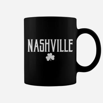 Nashville Tn Irish Shamrock Vintage Text White Print Coffee Mug - Monsterry