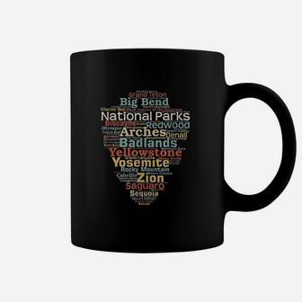National Parks List Word Cloud Camping Hiking Coffee Mug | Crazezy AU