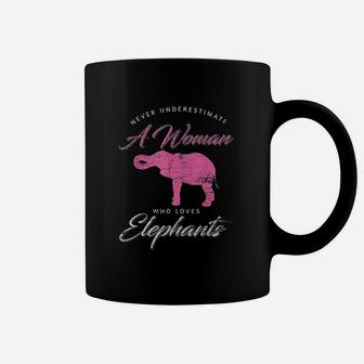 Never Underestimate A Woman Who Loves Elephants Coffee Mug | Crazezy