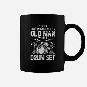 Never Underestimate An Old Man With A Drum Set Funny Drummer Coffee Mug - Thegiftio UK