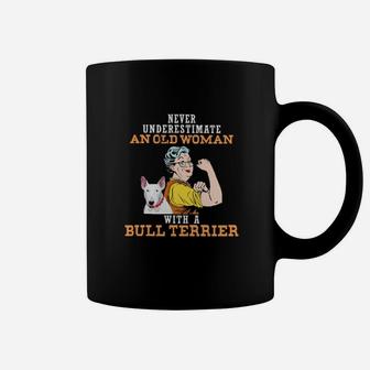 Never Underestimate An Old Woman With A Bull Terrier Coffee Mug - Monsterry AU