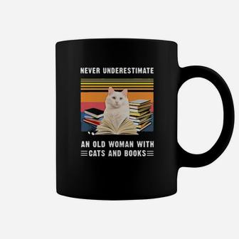 Never Underestimate An Old Woman With Cats And Books Coffee Mug - Monsterry AU