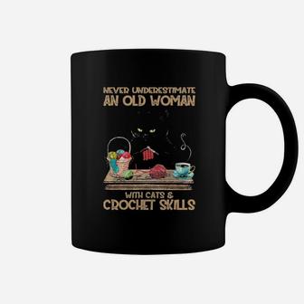 Never Underestimate An Old Woman With Cats And Crochet Skills Coffee Mug - Monsterry AU
