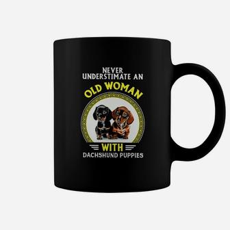 Never Underestimate An Old Woman With Dachshund Puppies Coffee Mug - Monsterry AU