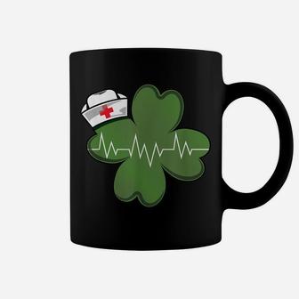 Nurse & Hearbeat Clover Irish St Patricks Day Nursing Gift Coffee Mug | Crazezy