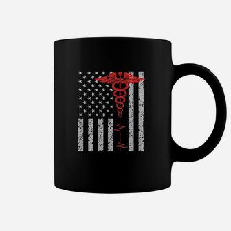 Nurse For Women Thin Red Line Caduceus American Flag Coffee Mug | Crazezy