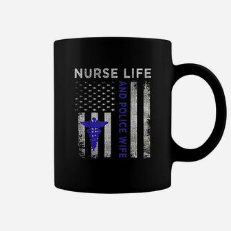 Nurse Life And Police Wife Vintage Flag American Coffee Mug | Crazezy