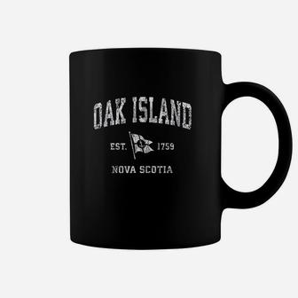 Oak Island Canada Vintage Nautical Boat Anchor Flag Sports Coffee Mug | Crazezy