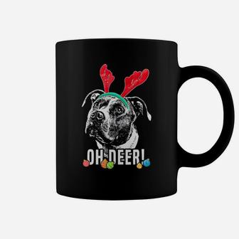 Oh Deer Funny Pit Bull Xmas Coffee Mug - Monsterry DE