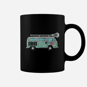 Ohio Retro Hippie Van State Lacrosse Lax Graphic Coffee Mug | Crazezy
