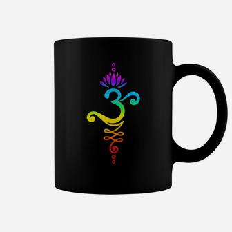 Om Mantra, Yoga, Symbol, Lotus Flower, Rainbow, Chakra Coffee Mug | Crazezy CA