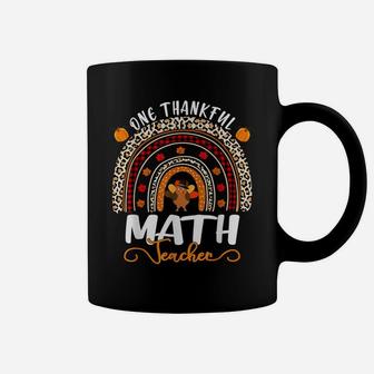 One Thankful Math Teacher Thanksgiving Rainbow Leopard Coffee Mug | Crazezy CA