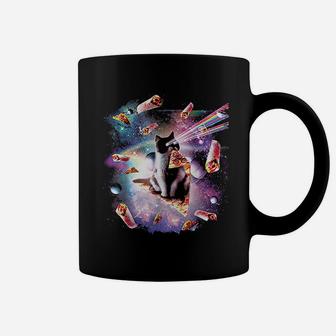 Outer Space Pizza Cat Rainbow Laser Coffee Mug | Crazezy