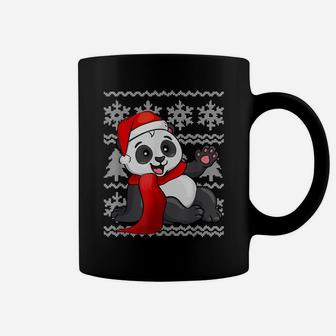 Panda Santa Hat Scarf Ugly Christmas Sweater Holiday Gift Coffee Mug | Crazezy UK