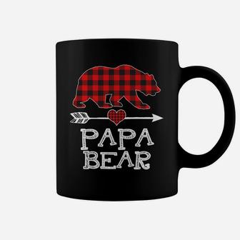Papa Bear Christmas Pajama Red Plaid Buffalo Family Gift Coffee Mug | Crazezy