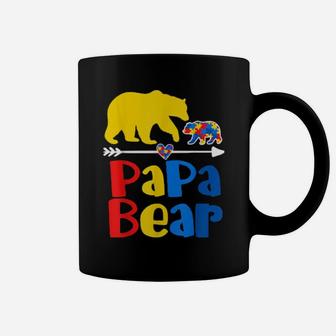 Papa Bear Puzzle Piece Autism Awareness Autism Mom Dad Coffee Mug - Monsterry