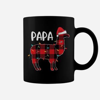 Papa Llama Christmas Red Plaid Matching Family Pajama Coffee Mug | Crazezy CA
