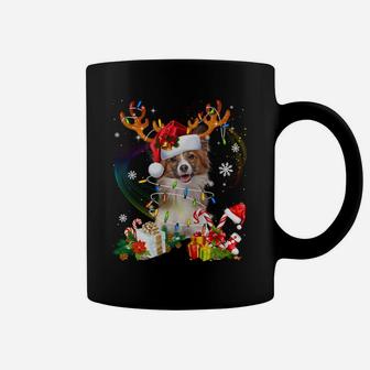 Papillon Reindeer Christmas Lights Funny Dog Xmas Gift Sweatshirt Coffee Mug | Crazezy CA