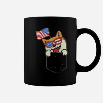 Patriot Pocket Shiba Inu Cute Usa Flag 4Th Of July Dog Lover Coffee Mug - Monsterry AU