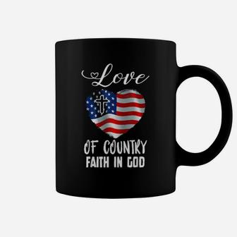Patriotic Christian Faith In God Heart Cross American Flag Coffee Mug - Monsterry
