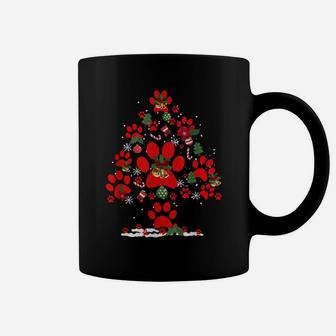 Paws Print Christmas Tree Dog Cat Coffee Mug | Crazezy
